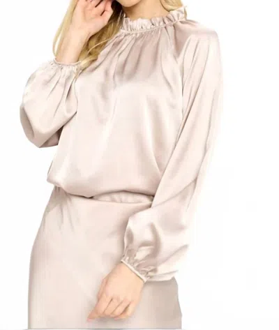 Reneec. Solid Satin Ruffle Top In Beige In Neutral