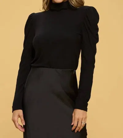 Reneec. Turtle Neck Puff Sleeve Top In Black