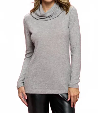 Reneec. Turtleneck Tunic Top In Grey In Multi