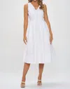 Reneec. V Neck Midi Dress With Pockets In White