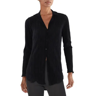 Reneec. Womens Pleated Collar Button-down Top