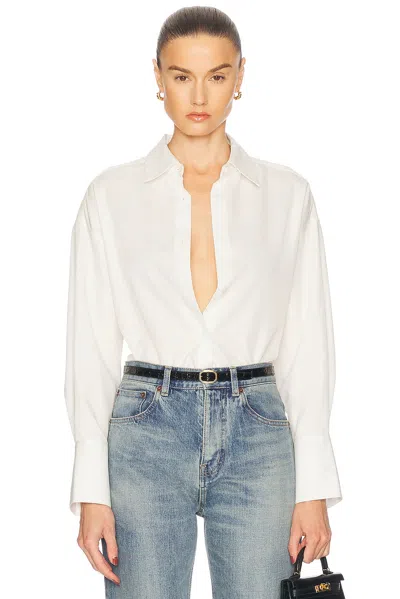 Renggli Boxy Long Sleeve Button Up Top In Bone