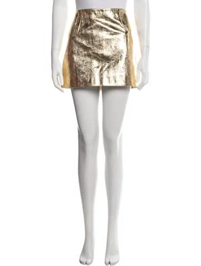 Pre-owned Renggli Calf Leather Mini Skirt In Gold/metallic
