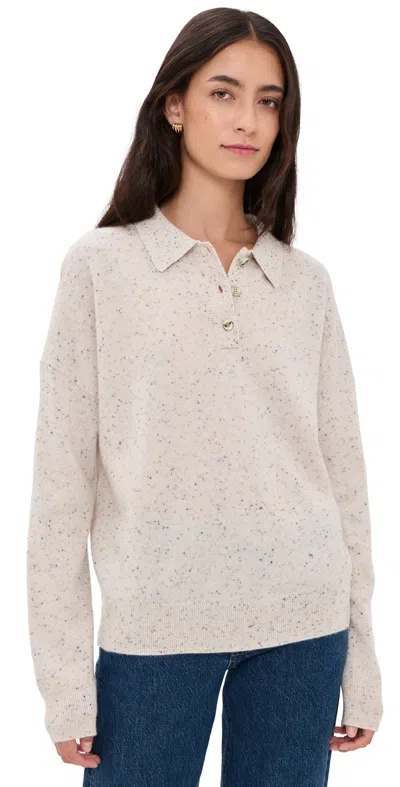 Renggli Cashmere Donegal Polo Cream Donegal In Metallic