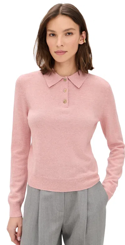 Renggli Cashmere Long Sleeve Polo Rose Quartz In Pink