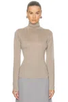 Renggli Cashmere Silk Fitted Turtleneck Sweater In Gray