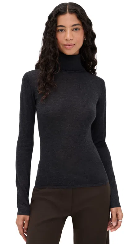 Renggli Cashmere Silk Fitted Turtleneck Top Licorice In Black
