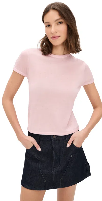 Renggli Cashmere Silk Knit Tee Bubblegum In Pink