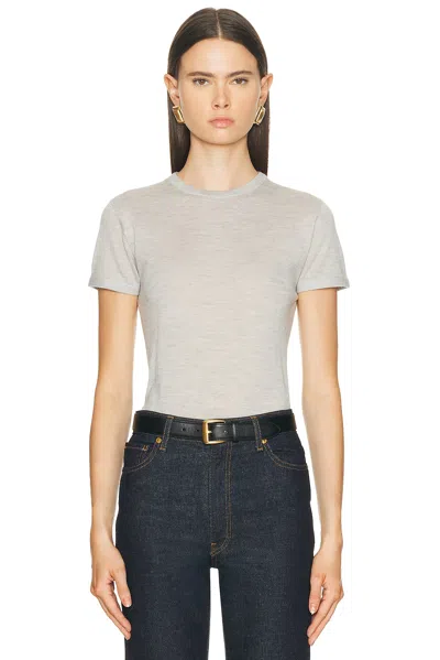 Renggli Cashmere Silk Knit Tee In Gray
