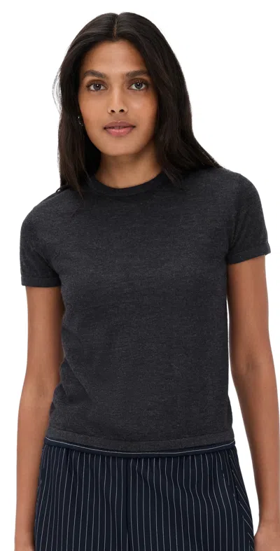 Renggli Cashmere Silk Knit Tee Licorice In Black