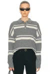 Renggli Cashmere Striped Polo Top In Gray