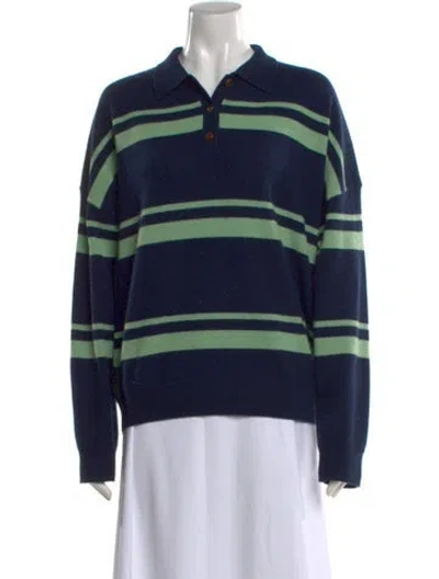 Pre-owned Renggli Cashmere Striped Sweater In Blue