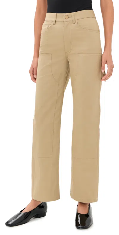 Renggli Cotton Sateen Work Pants Khaki In Neutral