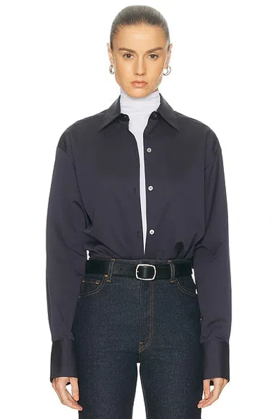 Renggli Cotton Silk Button Up Top In Blue