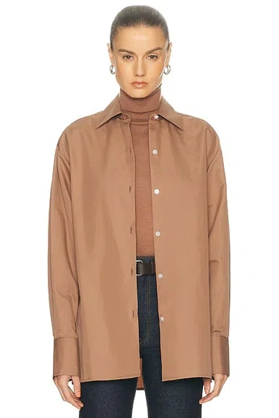 Renggli Cotton Silk Button Up Top In Brown