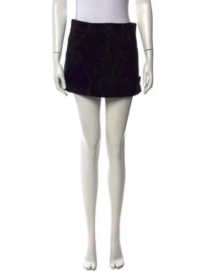 Pre-owned Renggli Lamb Leather Mini Skirt In Black