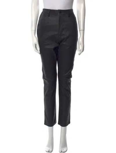Pre-owned Renggli Lamb Leather Straight Leg Pants In Black