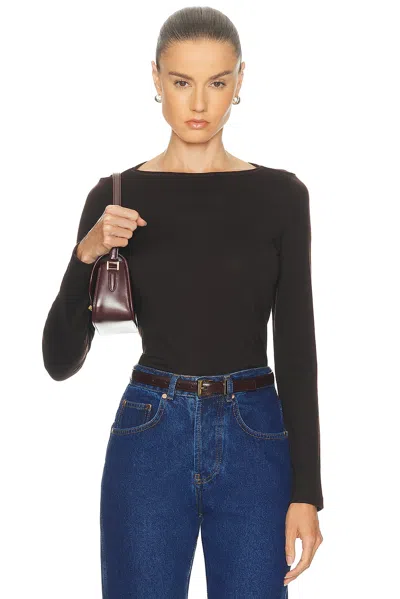 Renggli Long Sleeve Boatneck Tee In Brown