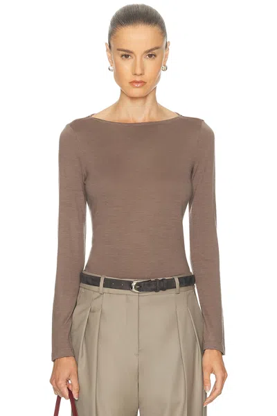 Renggli Long Sleeve Boatneck Tee In Brown