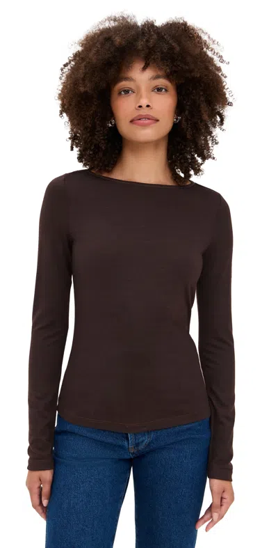 Renggli Long Sleeve Boatneck Tee Chocolate In Brown