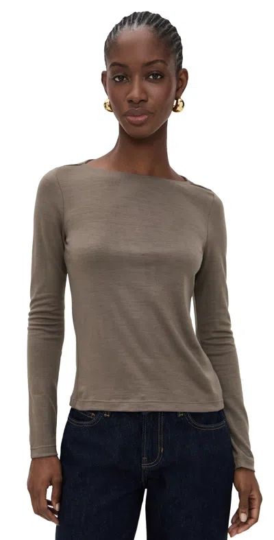 Renggli Long Sleeve Boatneck Tee Clay In Brown