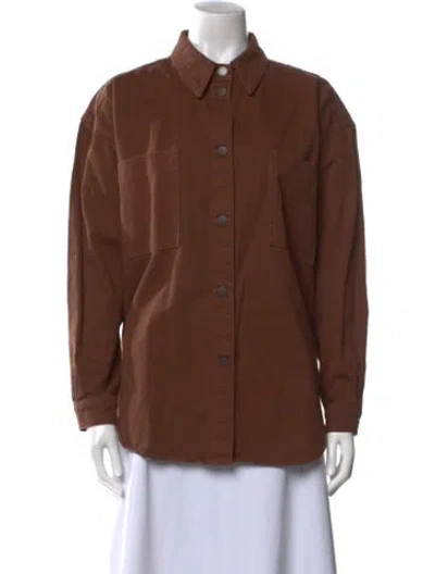 Pre-owned Renggli Long Sleeve Button-up Top In Brown