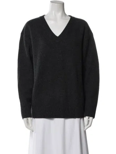 Pre-owned Renggli Merino Wool V-neck Sweater In Blue