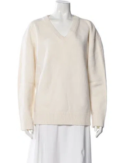 Pre-owned Renggli Merino Wool V-neck Sweater In Neutral