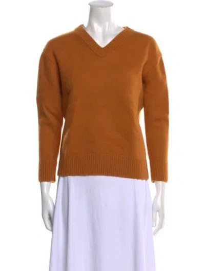 Pre-owned Renggli Merino Wool V-neck Sweater In Orange
