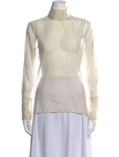 Pre-owned Renggli Mock Neck Long Sleeve Top In Neutrals
