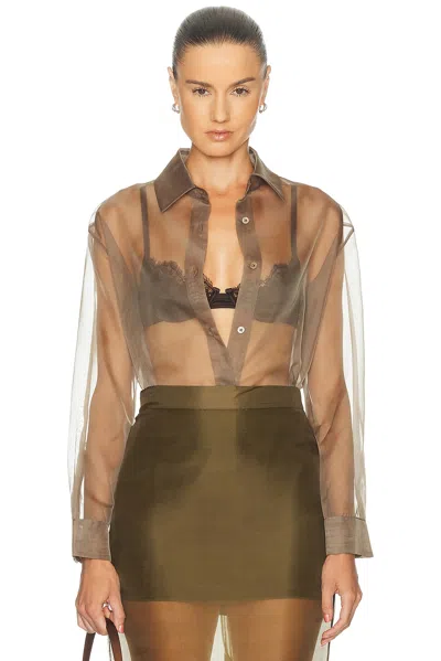 Renggli Organza Button Up Shirt In Brown