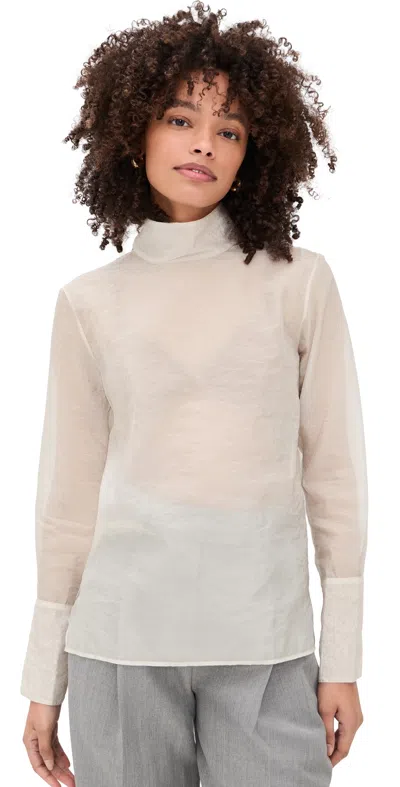 Renggli Organza Turtleneck Blouse Cream In Neutral