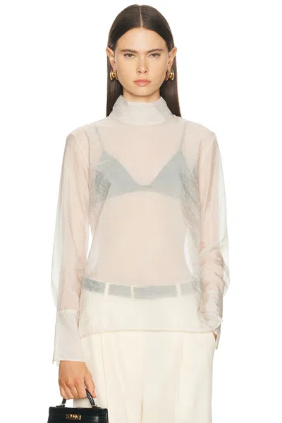 Renggli Organza Turtleneck Blouse In White