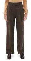 Renggli Pinstripe Trousers Mocha/saffron In Brown