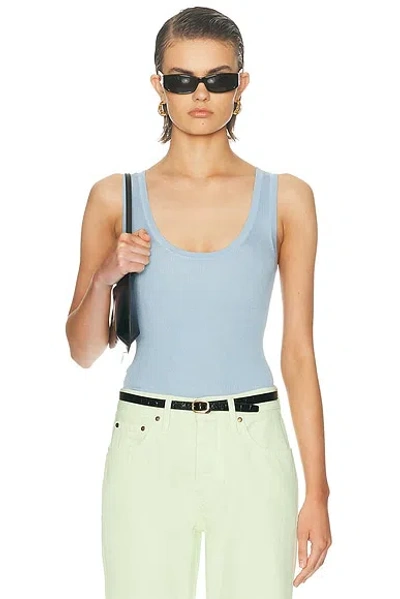 Renggli Scoop Neck Rib Tank Top In Blue