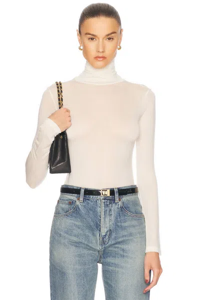 Renggli Sheer Jersey  Turtleneck In Bone
