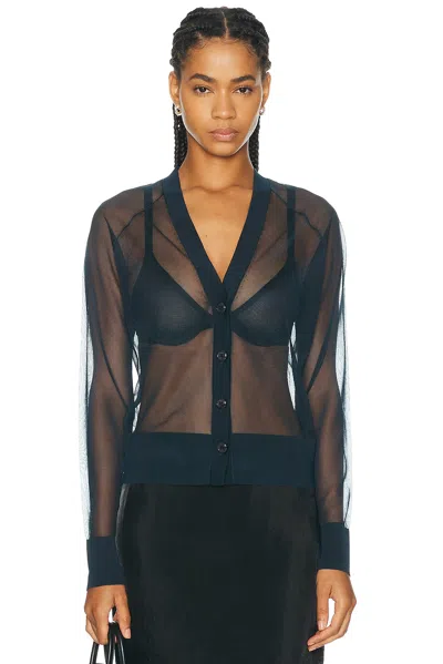Renggli Sheer Knit Cardigan In Brown