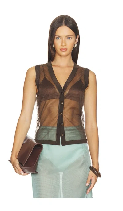 Renggli Sheer Knit Vest In Brown