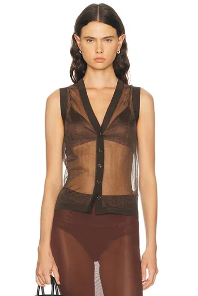Renggli Sheer Knit Vest In Brown