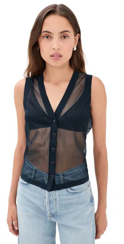 Renggli Sheer Knit Vest Sapphire In Blue