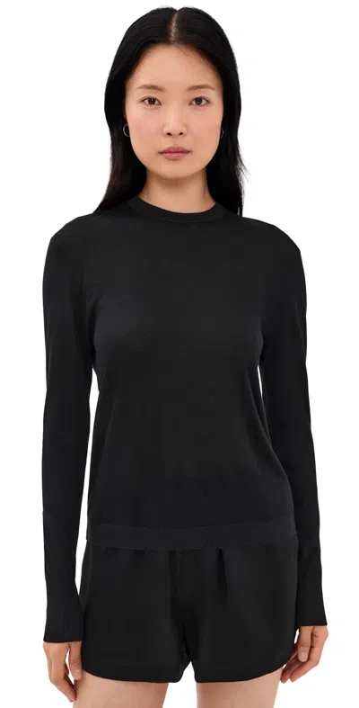 Renggli Silk Cashmere Blend Crew Neck Sweater Ink In Black