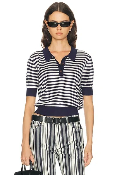 Renggli Silk Cashmere Stripe Knit Polo Top In Multi