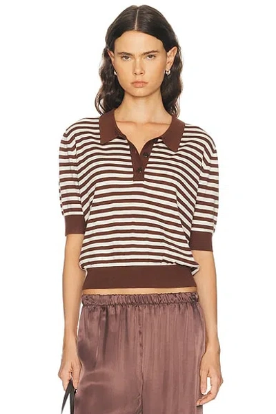Renggli Silk Cashmere Stripe Knit Polo Top In Multi