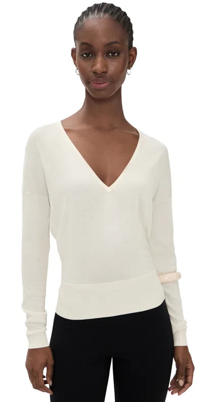 Renggli Silk Cashmere V Neck Sweater Flat White