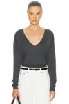 Renggli Silk Cashmere V Neck Sweater In Gray
