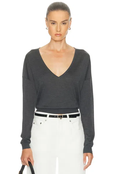 Renggli Silk Cashmere V Neck Sweater In Gray