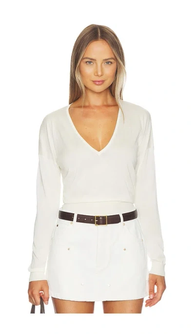 Renggli Silk Cashmere V Neck Sweater In White