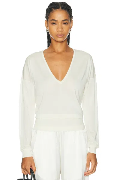 Renggli Silk Cashmere V-neck Sweater In White