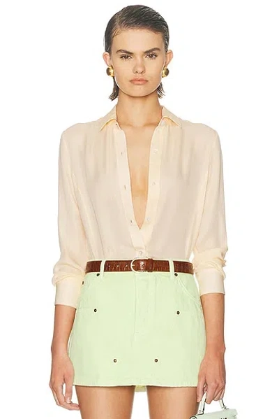 Renggli Silk Georgette Button Up Shirt In Orange