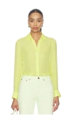 Renggli Silk Georgette Button Up Shirt In Yellow